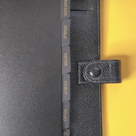 Chanel Vintage Medium Caviar CC Agenda Planner Black Gold Rings Made in France - Picture 7 of 7